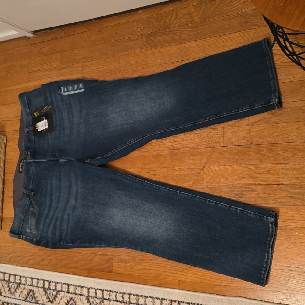LEE BRAND WOMENS PLUS SIZE STRAIGHT SLIM FIT MID RISE BLUE JEANS SIZE 24W PETITE